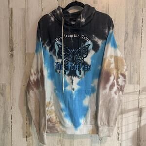 Chemistry Tie Dye Butterfly Hoodie Rise From Ashes Graphic Medium Unisex Blue U!